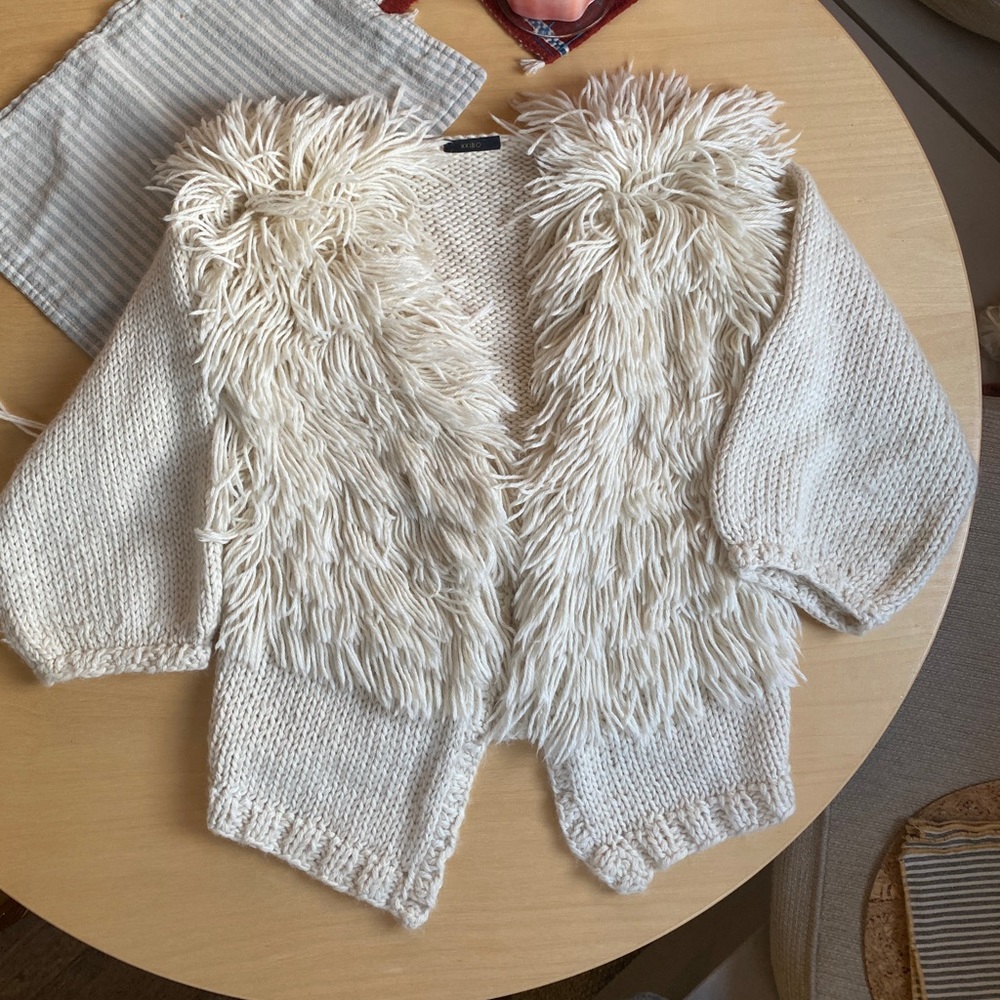 KKIBO fringe baby alpaca cardi